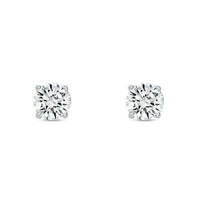 Pre-owned Shine Brite With A Diamond 1.5 Ct Round Lab Created Grown Diamond Earrings 18k White Gold F/vs Basket Screw In White/colorless