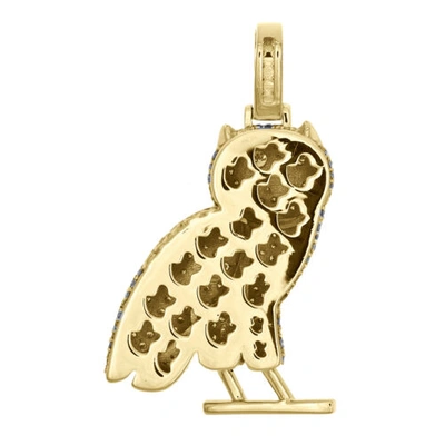 Pre-owned Jfl Diamonds & Timepieces 10k Yellow Gold Round Diamond Owl Bird Statement Pendant 1.65" Charm 2.55 Ct. In White
