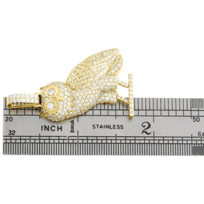 Pre-owned Jfl Diamonds & Timepieces 10k Yellow Gold Round Diamond Owl Bird Statement Pendant 1.65" Charm 2.55 Ct. In White
