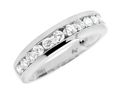 Pre-owned Jewelry Unlimited Men's 14k White Gold 1 Row Channel Set Genuine Diamond Wedding Ring Band 1.0ct