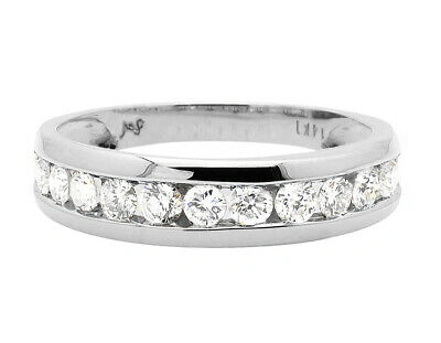 Pre-owned Jewelry Unlimited Men's 14k White Gold 1 Row Channel Set Genuine Diamond Wedding Ring Band 1.0ct