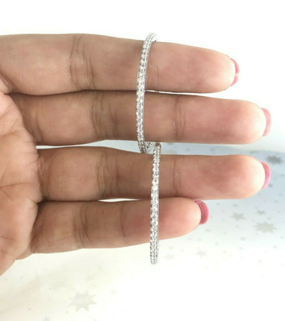 Pre-owned Halojeweler Deal 1.56 Ct Round Natural Diamond Inside Outside Hoop Earrings Solid 18k Gold In White