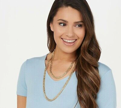 Pre-owned Qvc 100" Long Round Byzantine Chain Necklace Lobster Clasp Real 14k Yellow Gold