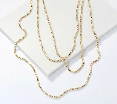 Pre-owned Qvc 100" Long Round Byzantine Chain Necklace Lobster Clasp Real 14k Yellow Gold