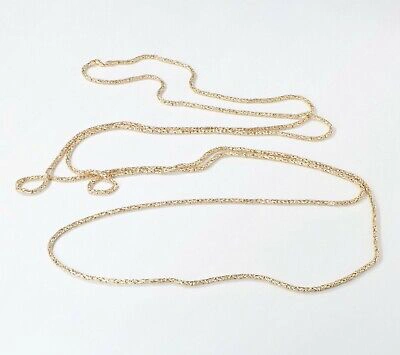 Pre-owned Qvc 100" Long Round Byzantine Chain Necklace Lobster Clasp Real 14k Yellow Gold
