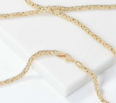 Pre-owned Qvc 100" Long Round Byzantine Chain Necklace Lobster Clasp Real 14k Yellow Gold