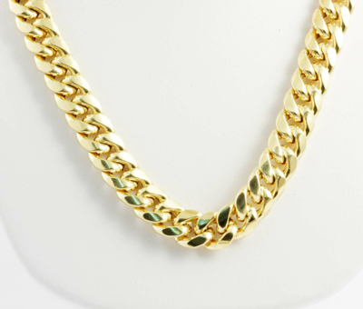 Pre-owned Gd Diamond 333.00 Gm 14k Yellow Solid Gold Men's Miami Cuban Chain Necklace 26" 13 Mm In No Stone