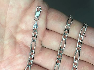 Pre-owned R C I 14kt Solid White Gold Mens Figaro Curb Link Chain/necklace 20" 5mm 15 Grams In No Stone