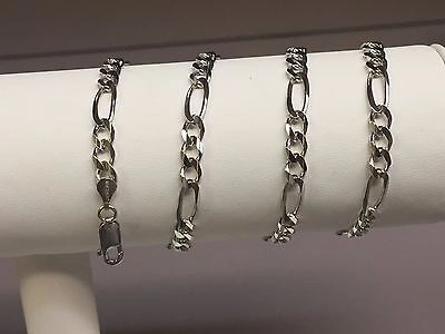 Pre-owned R C I 14kt Solid White Gold Mens Figaro Curb Link Chain/necklace 20" 5mm 15 Grams In No Stone
