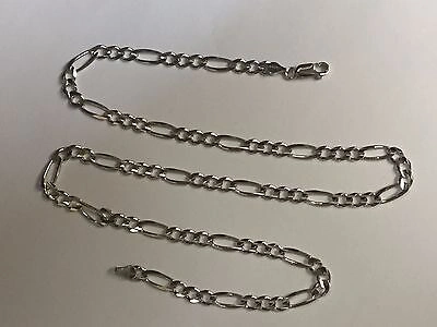 Pre-owned R C I 14kt Solid White Gold Mens Figaro Curb Link Chain/necklace 20" 5mm 15 Grams In No Stone