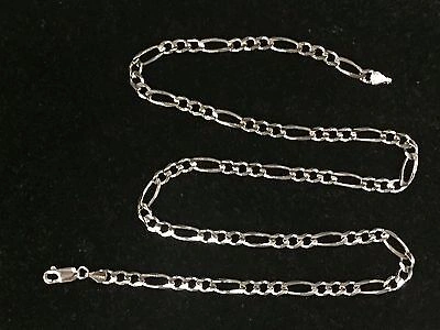 Pre-owned R C I 14kt Solid White Gold Mens Figaro Curb Link Chain/necklace 20" 5mm 15 Grams In No Stone