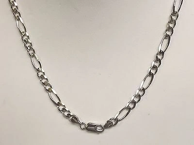 Pre-owned R C I 14kt Solid White Gold Mens Figaro Curb Link Chain/necklace 20" 5mm 15 Grams In No Stone