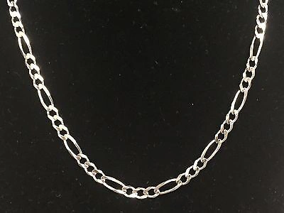 Pre-owned R C I 14kt Solid White Gold Mens Figaro Curb Link Chain/necklace 20" 5mm 15 Grams In No Stone