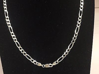 Pre-owned R C I 14kt Solid White Gold Mens Figaro Curb Link Chain/necklace 20" 5mm 15 Grams In No Stone
