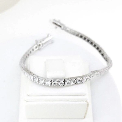 Pre-owned Kgm Diamonds Diamond Tennis Bracelet 4 Ct Natural White Gold 14k Bridal Engagement Birthday In White/colorless