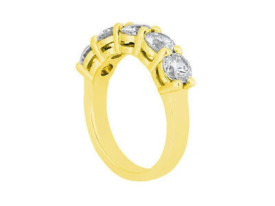 Pre-owned Jewelwesell 5stone 2ct Diamond Wedding Band Ring 10k Yellow Gold Round Cut G-h I1 Prong Set In Gh
