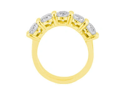 Pre-owned Jewelwesell 5stone 2ct Diamond Wedding Band Ring 10k Yellow Gold Round Cut G-h I1 Prong Set In Gh