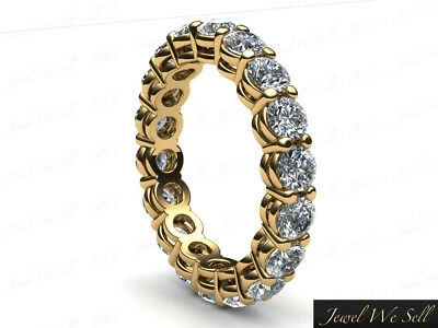 Pre-owned Jewelwesell 3.0ct Round Diamond Open Gallery Shared Eternity Band Ring 14k Yellow Gold Gh I1