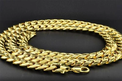 Pre-owned Jfl Diamonds & Timepieces 10k Yellow Gold Miami Cuban Semi Hollow 12.50mm Wide Chain 34" Necklace