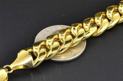Pre-owned Jfl Diamonds & Timepieces 10k Yellow Gold Miami Cuban Semi Hollow 11mm Wide Chain 36" Necklace