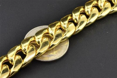 Pre-owned Jfl Diamonds & Timepieces 10k Yellow Gold Miami Cuban Semi Hollow 12.50mm Wide Chain 34" Necklace