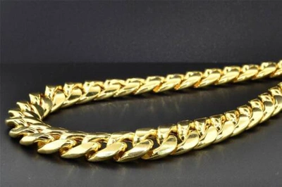 Pre-owned Jfl Diamonds & Timepieces 10k Yellow Gold Miami Cuban Semi Hollow 12.50mm Wide Chain 34" Necklace