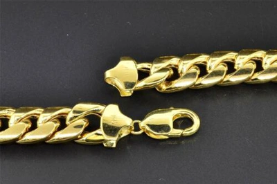 Pre-owned Jfl Diamonds & Timepieces 10k Yellow Gold Miami Cuban Semi Hollow 12.50mm Wide Chain 34" Necklace