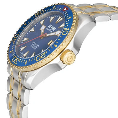 Pre-owned Gevril Men 48803 Hudson Yards Swiss Automatic Diver Rotating Ceramic Bezel Watch