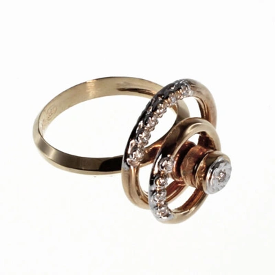 Pre-owned Gems4me Motion Ring With Double Tier Diamond Accented Rings In 14k - Fl855 In White/colorless