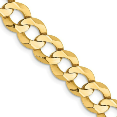 Pre-owned Roy Rose Jewelry Flat Cuban Link Light Weight Chain Necklace 14k Yellow Gold - 3mm, 3.7mm, 9.4mm