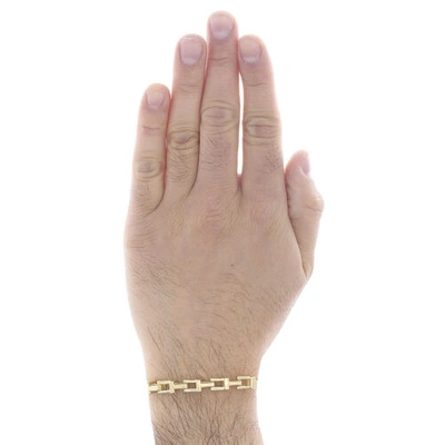 Pre-owned Jfl Diamonds & Timepieces 10k Yellow Gold Fancy Link Italy Made Design T Initial Unisex Bracelet 7mm | 8"