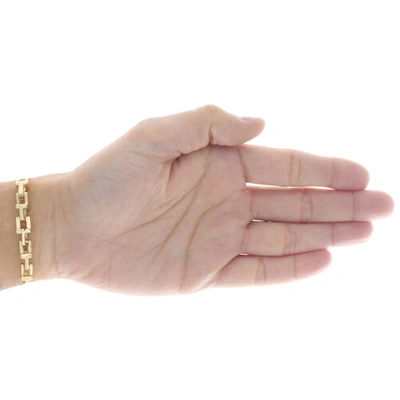 Pre-owned Jfl Diamonds & Timepieces 10k Yellow Gold Fancy Link Italy Made Design T Initial Unisex Bracelet 7mm | 8"