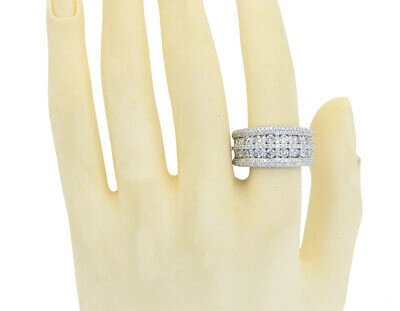 Pre-owned Jewelry Unlimited 14k White Gold Mens Ladies Round Diamond 12mm Fashion Cocktail Band Ring 2.71 Ct