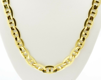 Pre-owned Gd Diamond 11 Mm 26" 120 Gram 14k Solid Gold Yellow Men's Mariner Concave Chain Necklace