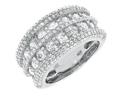 Pre-owned Jewelry Unlimited 14k White Gold Mens Ladies Round Diamond 12mm Fashion Cocktail Band Ring 2.71 Ct