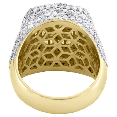Pre-owned Jfl Diamonds & Timepieces 10k Yellow Gold Round & Baguette Diamond 19mm Domed Cluster Pinky Ring 5.59 Ct. In White