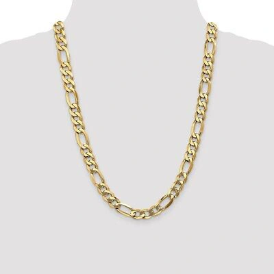 Pre-owned Superdealsforeverything Real 14kt Yellow Gold 24 Inch 10mm Flat Figaro With Lobster Clasp Chain; 24 Inch