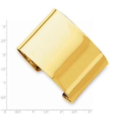 Pre-owned Roxx Fine Jewelry 47mm Wide Cuff Bracelet In 14k Yellow Gold With A Smooth Polished Finish