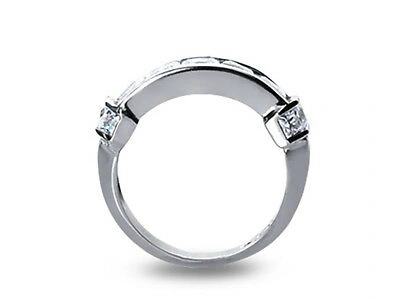 Pre-owned Jewelwesell Natural 2.15ct Diamond Wedding Band Ring 18k White Gold Princess I Si2 Channel