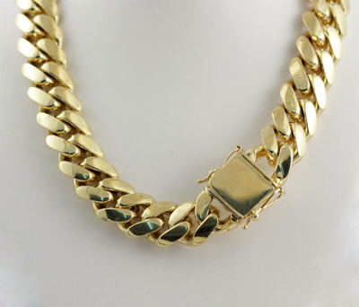 Pre-owned Gd Diamond 436.70 Gm 14k Yellow Solid Gold Men's Heavy Miami Cuban Chain Necklace 30" 14mm In No Stone