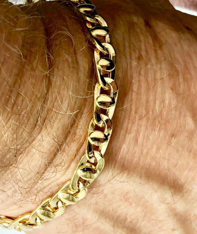 Pre-owned R C I 14k Yellow Gold Mens Fancy Puffed Anchor Mariner 8.5" Link Bracelet 5 Mm 10 Grm In No Stone