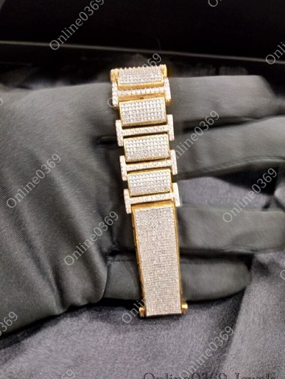 Pre-owned Online0369 Men's 18 Ct Round Natural Moissanite Thick Link Bracelet In 925 Silver In White