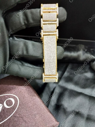 Pre-owned Online0369 Men's 18 Ct Round Natural Moissanite Thick Link Bracelet In 925 Silver In White