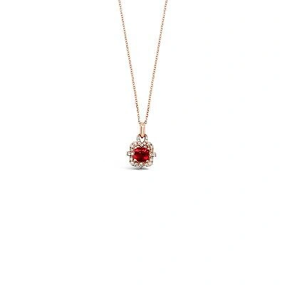 Pre-owned Le Vian Levian 14k Rose Gold Rubellite G-h Si1 Diamond 0.58 Cts 18" Pendant Necklace In Red