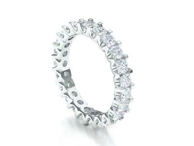 Pre-owned Jewelwesell U-prong Eternity Band Ring 3ct Natural Round Diamond Solid 10k White Gold J I1