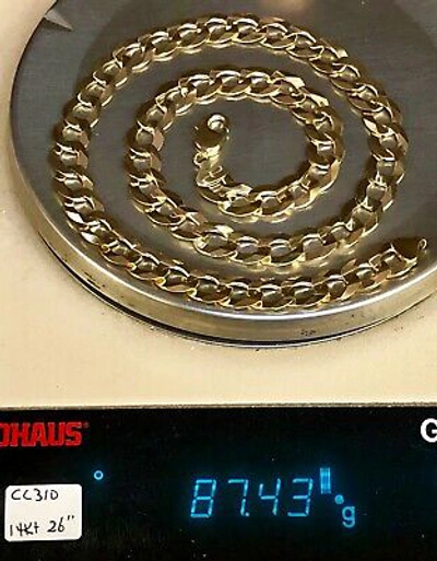 Pre-owned R C I 14k Yellow Gold 26" Mens Solid Comfort Curb Link 12.2mm 86 Grams Chain/necklace In No Stone