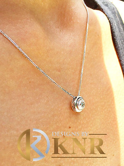 Pre-owned Knr Inc 14k White Gold Round Cut Diamond Bezel Set Solitaire Necklace And Chain 0.50ct