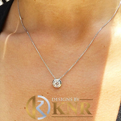 Pre-owned Knr Inc 14k White Gold Round Cut Diamond Bezel Set Solitaire Necklace And Chain 0.50ct