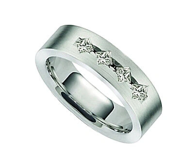Pre-owned La 0.65 Ct Men's Princess Cut Diamond Wedding Band Ring In Ptinum In G