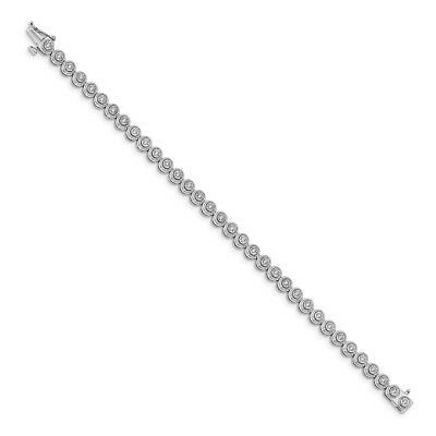 Pre-owned Skyjewelers Real 14kt White Gold Diamond Circle Link Chain Bracelet; 7 Inch